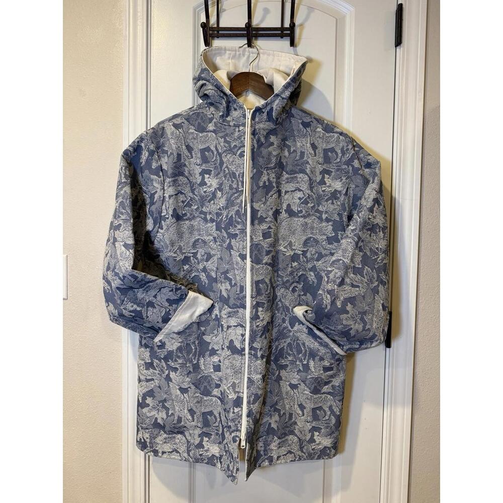 Nortique Fashions Hooded Cotton Jacquard Coat Women's Large Made In Canada VTG
